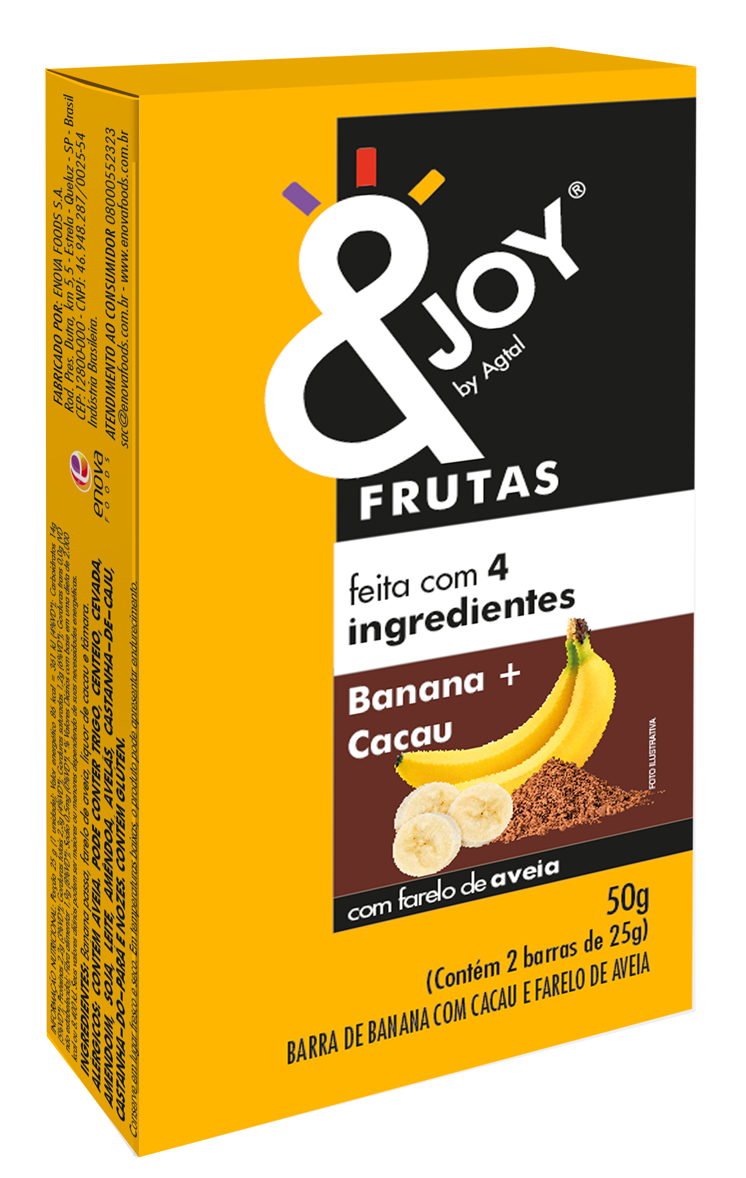 Cartucho Barra Frutas Enjoy Banana Cacau vertical lado