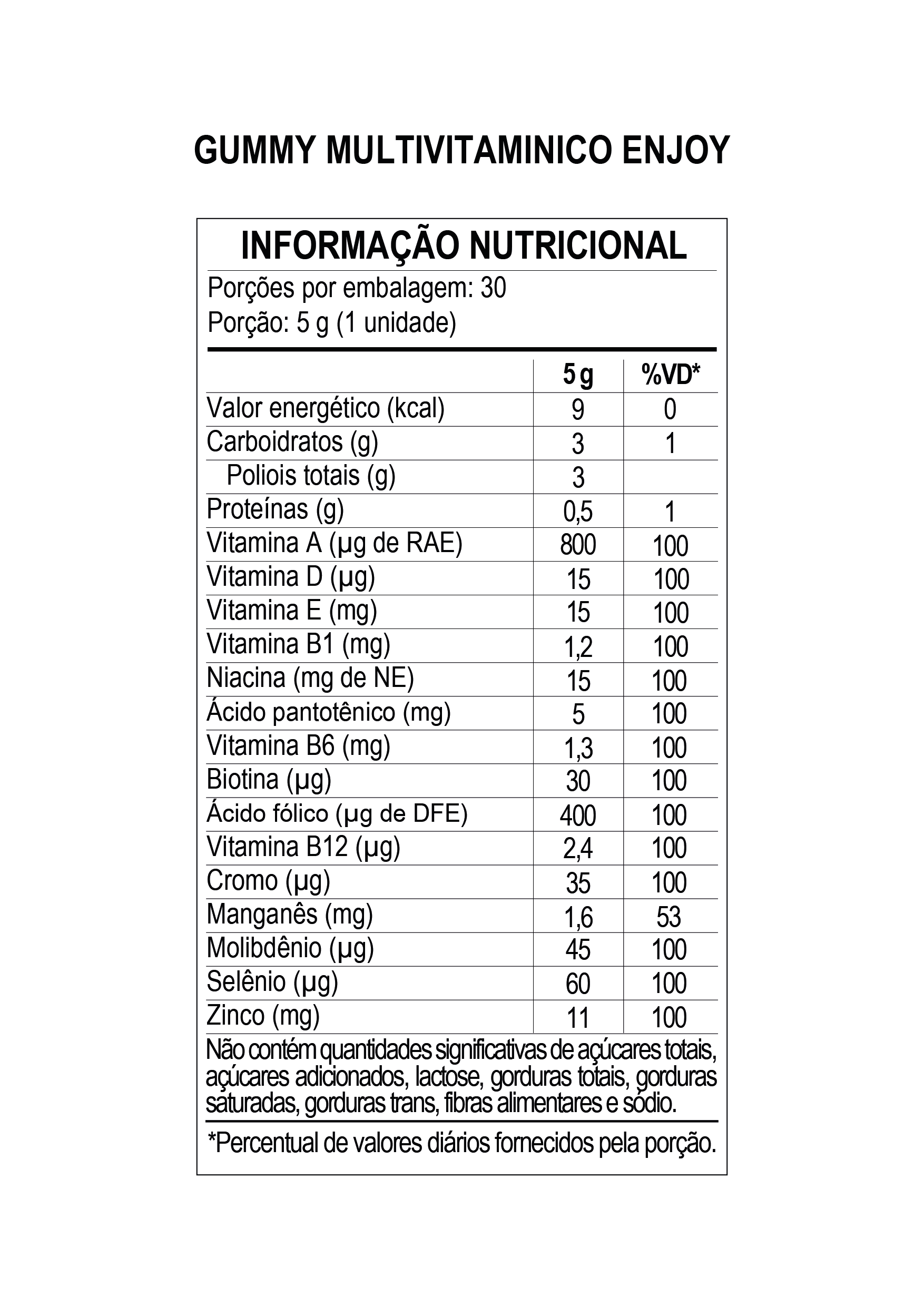 Tabela Nutricional
