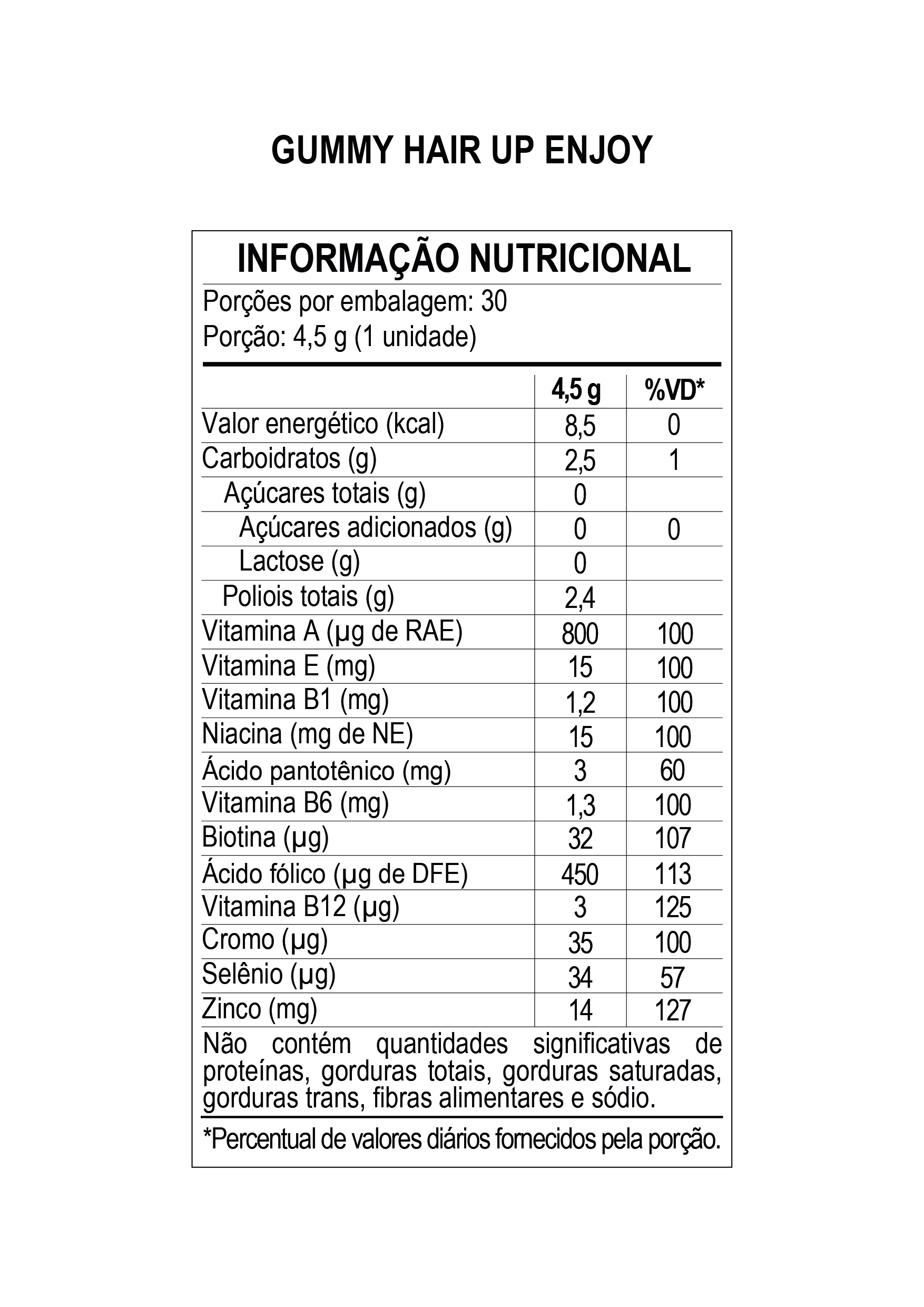 Tabela Nutricional
